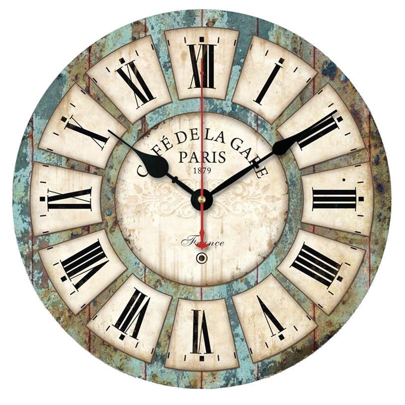 QUALITY FIRST EUROPEAN STYLE VINTAGE CREATIVE ROUND WOOD WALL CLOCK QUARTZ BRACKET CLOCK