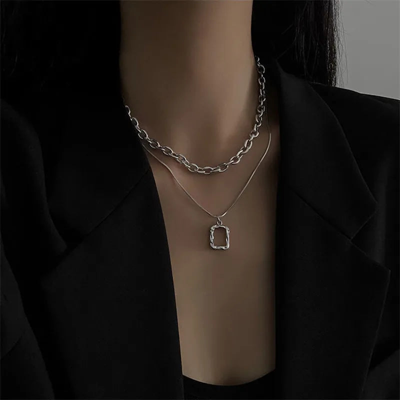 Women Pendant Necklaces Fine Double Link Chain Metal Heart Party Necklace Jewelry Gift-Dollar Bargains Online Shopping Australia
