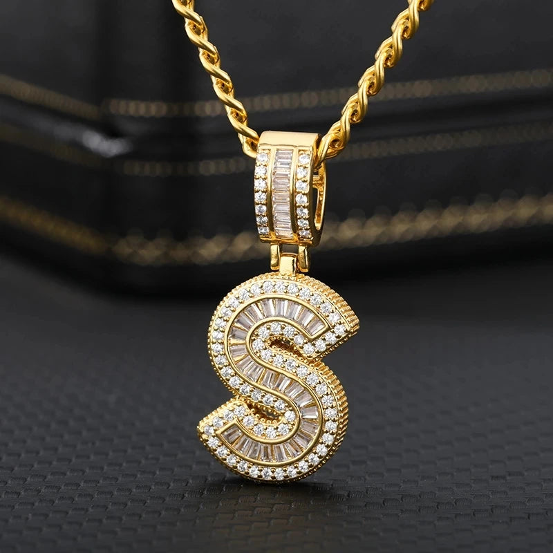 Cubic Zirconia Letters A-Z Pendant Necklaces Iced Out Rock Candy Style Initial Charms Necklace Fantastic Jewelry Gift-Dollar Bargains Online Shopping Australia