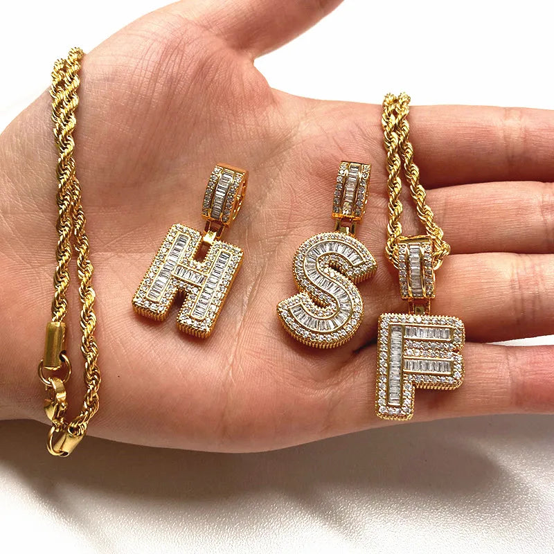 Cubic Zirconia Letter Pendant Necklaces Iced Out Rock Candy Style Initial Charms Necklace Fantastic Jewelry Gift-Dollar Bargains Online Shopping Australia