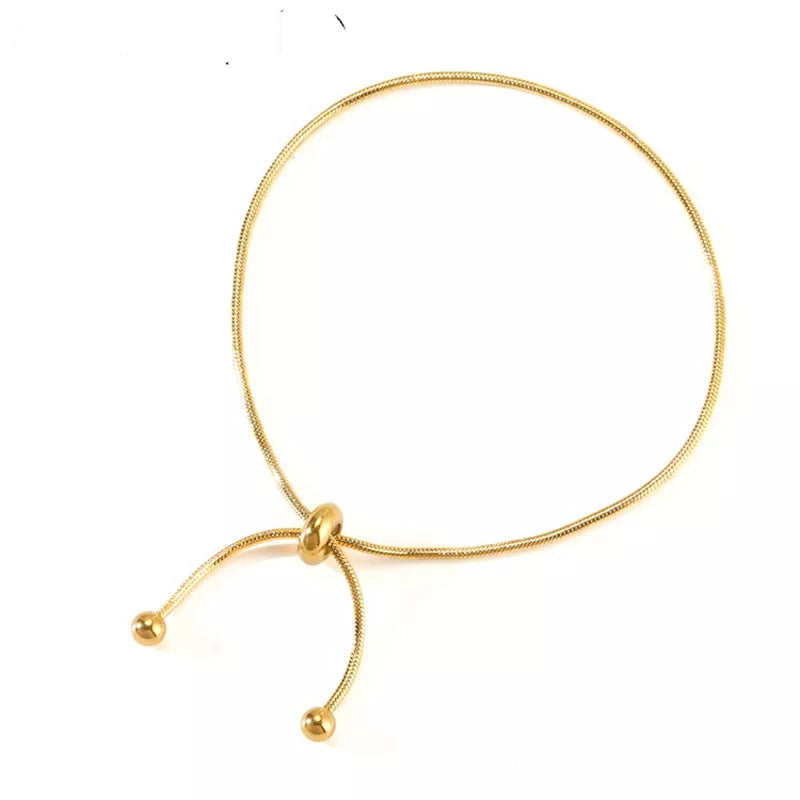 Titanium Steel Pull-out Adjustable Bracelet Gold Color Snake Chain Bangle for Women Girl Men Beads Jewelry-Dollar Bargains Online Shopping Australia