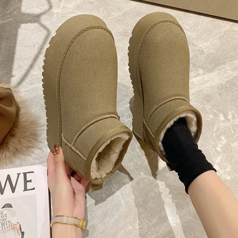 Thickened Fluff Women's Snow Boots Comfortable Warm Ankle Boots Women Winter Ladies Shoes Chunky-Dollar Bargains Online Shopping Australia