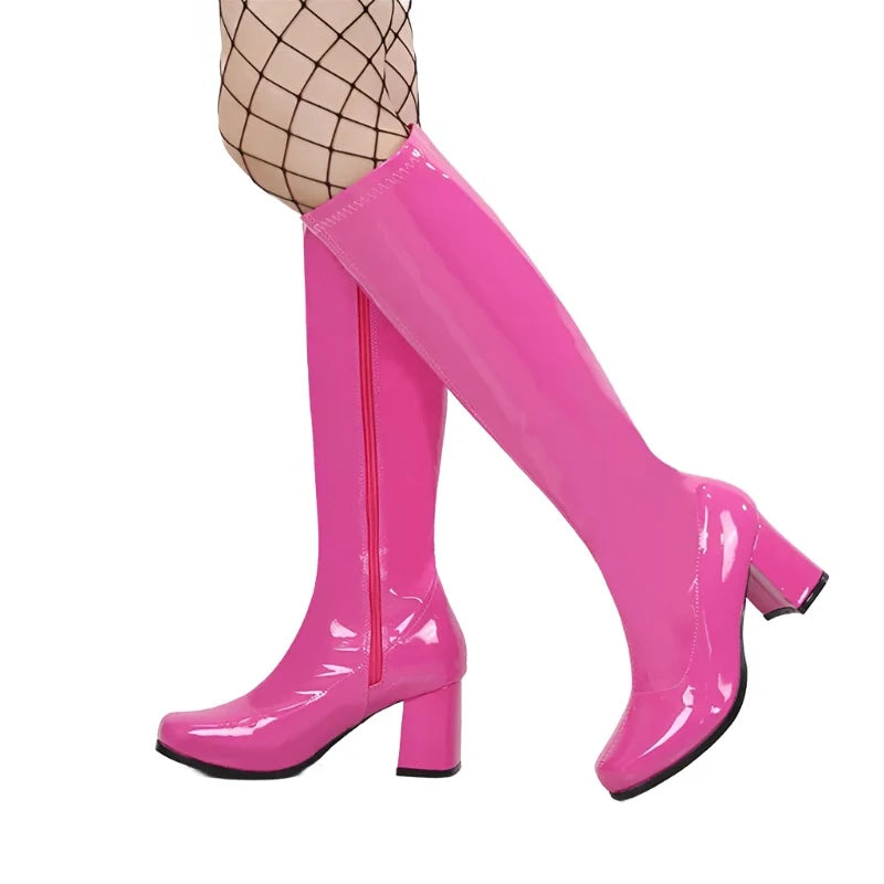 Costumes Knee-High Boots 60s 70s Go Go Boot Retro Ladies Women's Fancy Dress Gogo Party Dance Gothic Shoes Large-Dollar Bargains Online Shopping Australia
