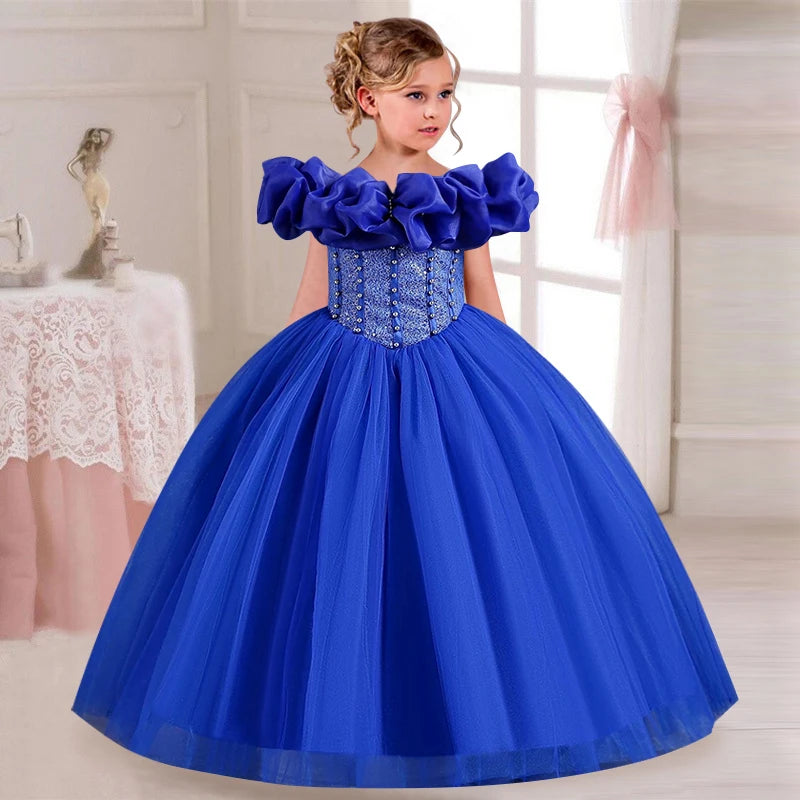 4-14 Year Old Girl Flower Girl Wedding Dress Elegant Celebrity Birthda