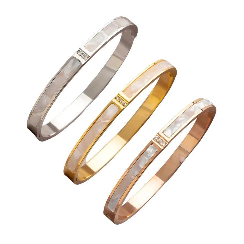 Classic Design Shell Zircon Bracelets & Bangle For Women Luxury Brand Wedding Jewelry Titanium Steel-Dollar Bargains Online Shopping Australia