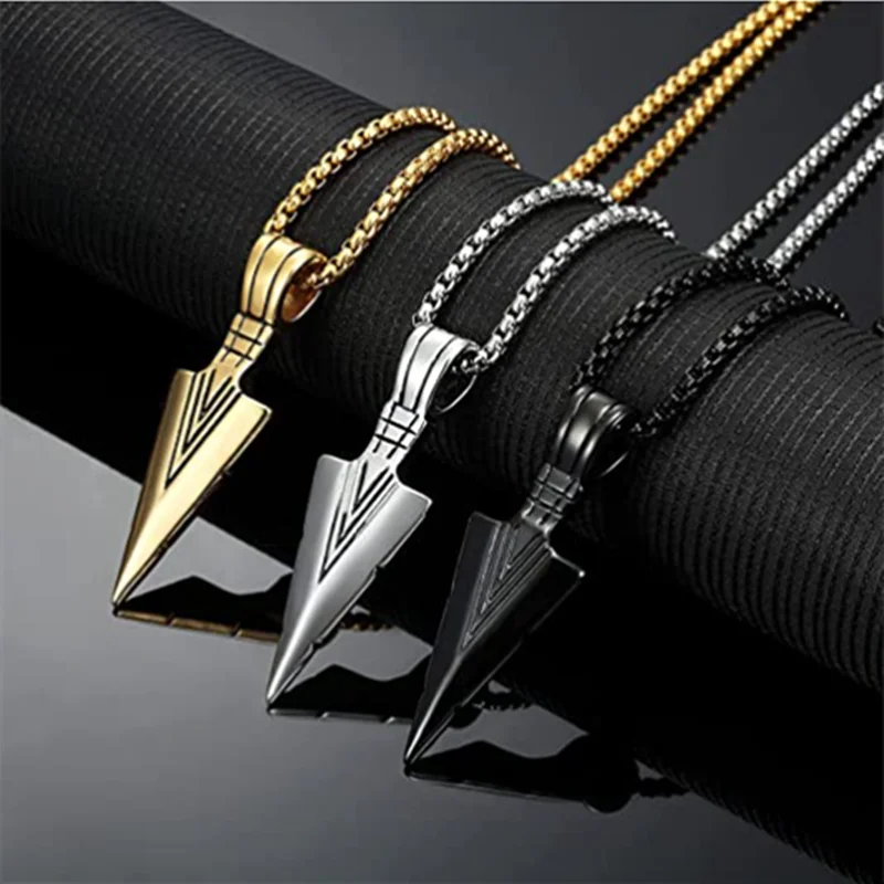Fashion Men Triangle Arrow Necklace Indian Triangle Pendant Hip Hop Necklaces for Men Punk Jewelry Accessories Anniversary Gift-Dollar Bargains Online Shopping Australia