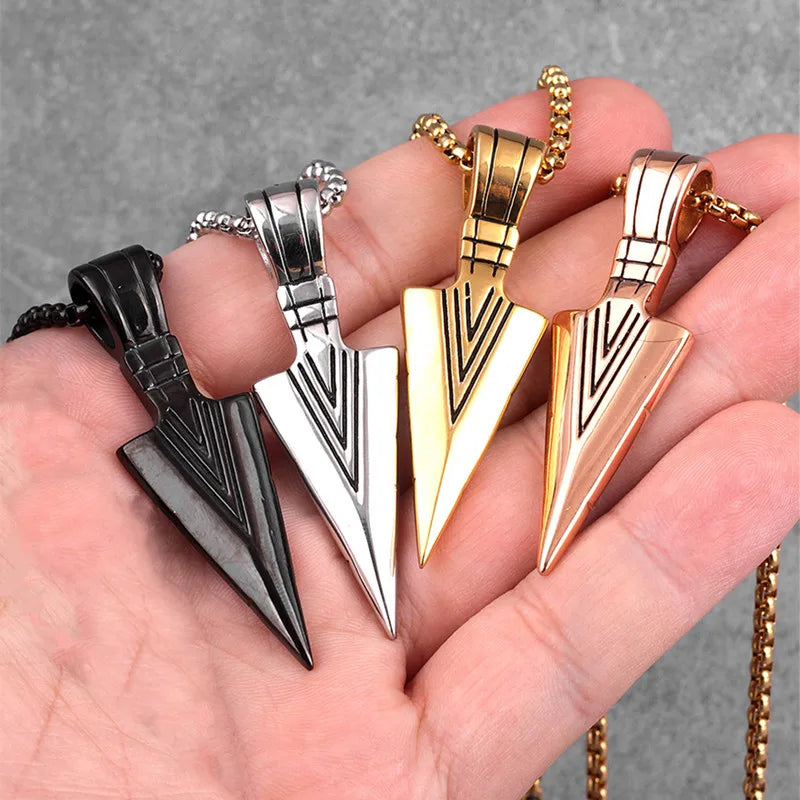 Fashion Men Triangle Arrow Necklace Indian Triangle Pendant Hip Hop Necklaces for Men Punk Jewelry Accessories Anniversary Gift-Dollar Bargains Online Shopping Australia