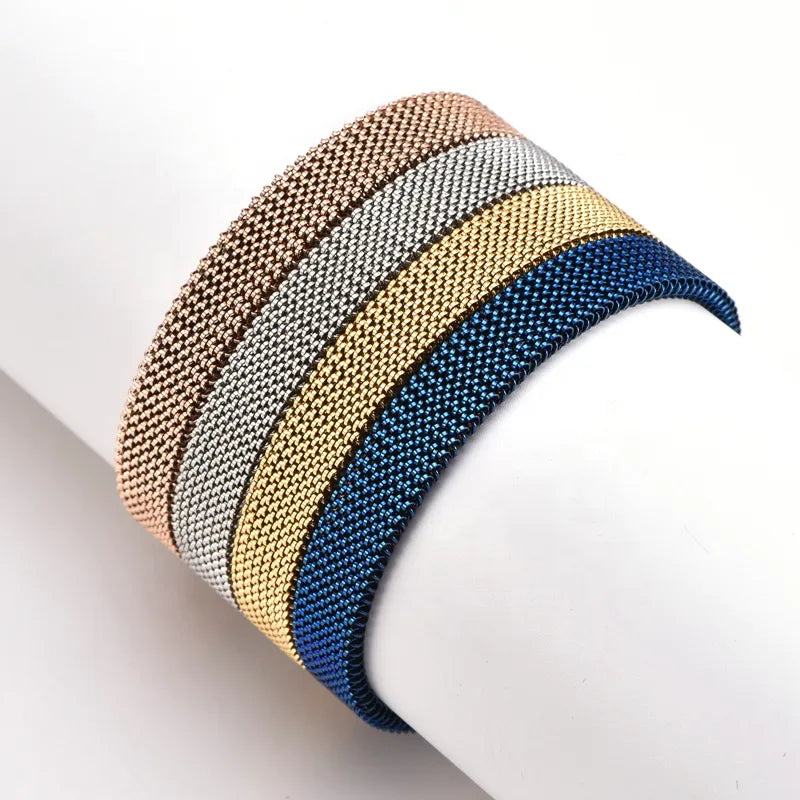 Stainless Steel Jewelry Elastic Spring Wrist Band Stretch Mesh Bracelets Unique Colorful Bangles-Dollar Bargains Online Shopping Australia