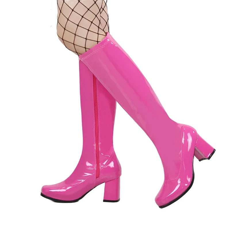 Costumes Knee-High Boots 60s 70s Go Go Boot Retro Ladies Women's Fancy Dress Gogo Party Dance Gothic Shoes Large-Dollar Bargains Online Shopping Australia
