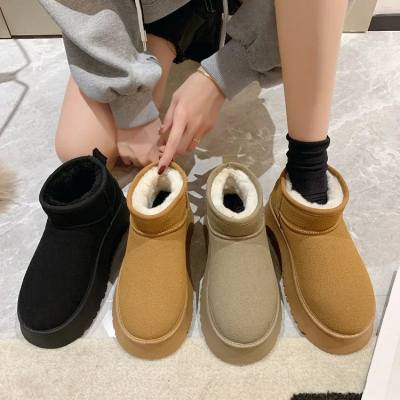 Thickened Fluff Women's Snow Boots Comfortable Warm Ankle Boots Women Winter Ladies Shoes Chunky-Dollar Bargains Online Shopping Australia
