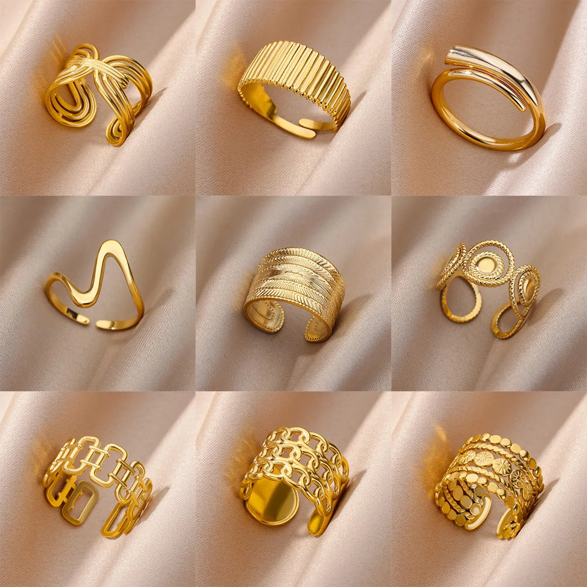 Stainless Steel Rings For Women Men Gold Color Open Gothic Geometric Ring Female Male Fashion Engagement Wedding Party Jewelry-Dollar Bargains Online Shopping Australia