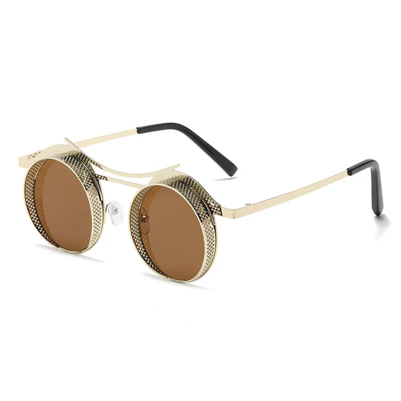 Steampunk Round Sunglasses Women Men Metal Mesh Personality Sun Glasses Female Eyewear Goggle-Dollar Bargains Online Shopping Australia