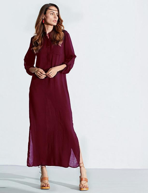 Vestidos ZANZEA Women Retro Long Dress Elegant Ladies Long Sleeve Deep