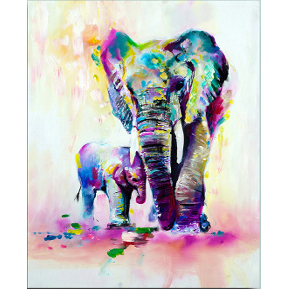 Frameless Handpainted Artwork High Quality Modern Wall Art On Canvas Animal Oil Painting Cute Elephant Hang Pictures Room Decor-Dollar Bargains Online Shopping Australia