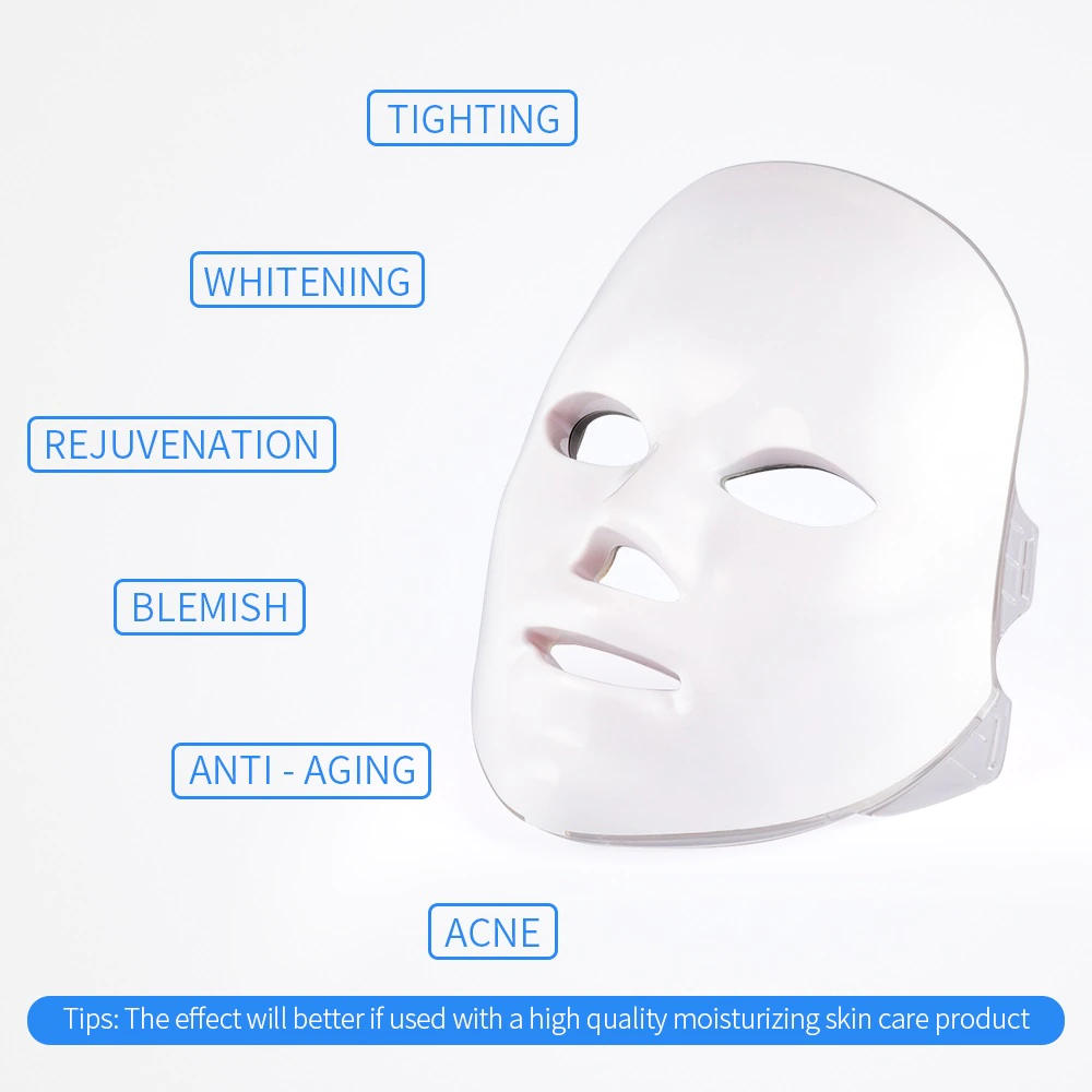 Minimalism Design 7 Colors LED Facial Mask Photon Therapy Anti-Acne Wrinkle Removal Skin Rejuvenation Face Skin Care Tools-Dollar Bargains Online Shopping Australia