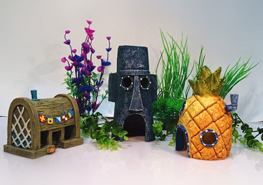 Spongebob Aquarium Decoration Fish Tank Ornaments Set of 3 Pineapple House & Squidward Easter Island & Krusty Krab-Dollar Bargains Online Shopping Australia