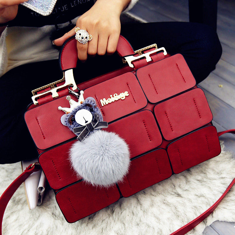 Boston bag inclined shoulder ladies hand bag women PU leather handbag