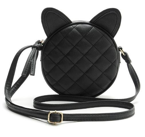 Good Quality Leather Mini Women Messenger Bag Circle Crossbody Bags Cat Ear Shoulder Bag Famous Brand Women Handbag Round Purses-Dollar Bargains Online Shopping Australia
