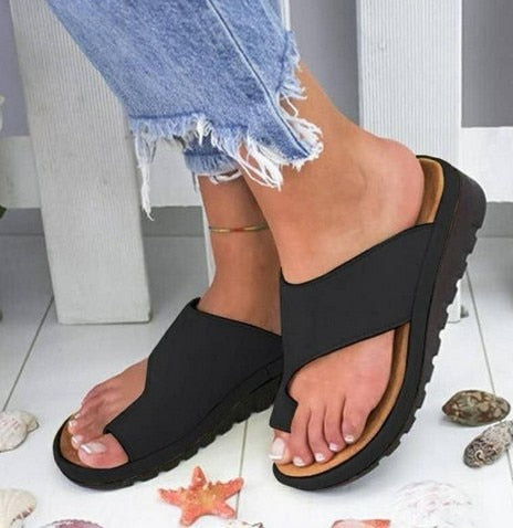 artificial leather Comfortable Platform wedge soft sandals big toe orthopedic corrector slippers 34-43-Dollar Bargains Online Shopping Australia