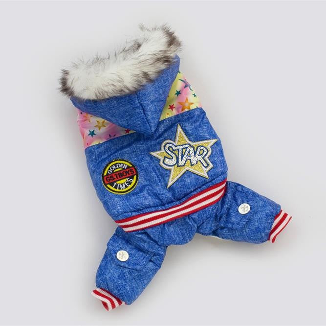 Pet Clothes Winter Warm Dog Coat Jumpsuit Hoodie Thicken Cotton-Padded Pet Clothing For Teddy Dogs Costume Cat Dog Clothes-Dollar Bargains Online Shopping Australia