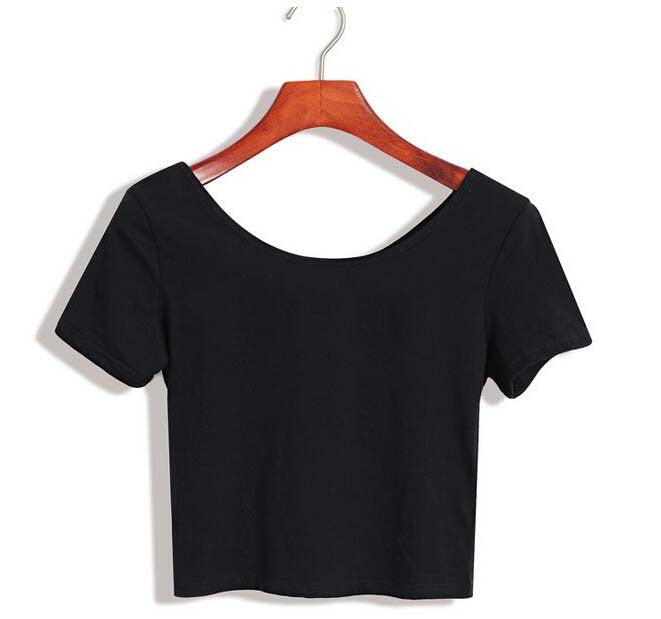 Summer Sexy Crop Top Ladies Short Sleeve t shirt women tops Basic Stretch T-shirts Bare-midriff solid color easy match-Dollar Bargains Online Shopping Australia