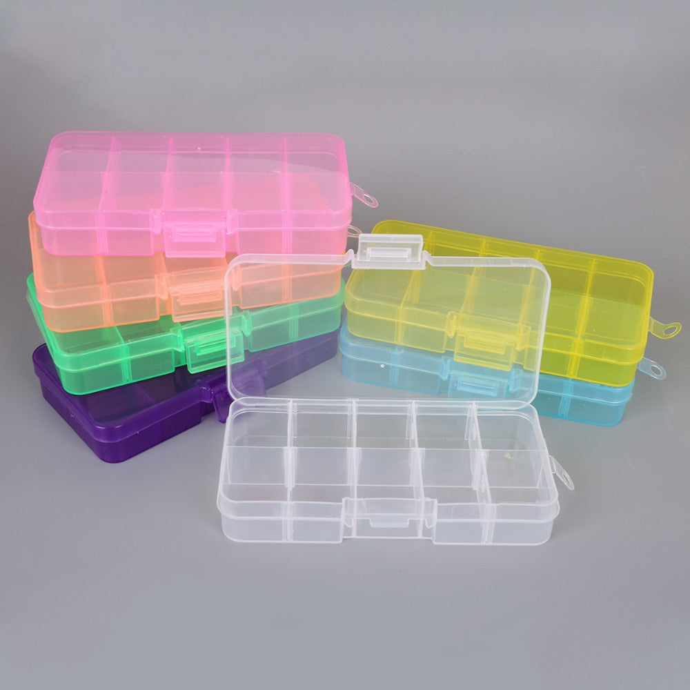 10 Slots Plastic Storage Jewelry Box Compartment Adjustable Container for Beads Earring Box for Jewelry Rectangle Box Case-Dollar Bargains Online Shopping Australia
