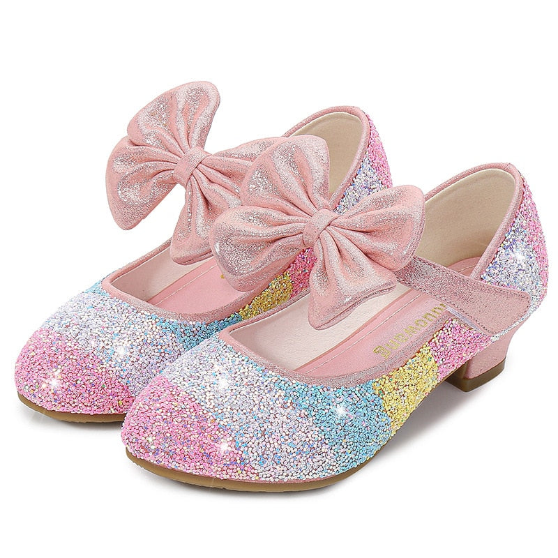 Girls Leather Shoes Princess Shoes Children Shoes round-Toe Soft-Sole Big girls High Heel Princess Crystal Shoes Single Shoes-Dollar Bargains Online Shopping Australia
