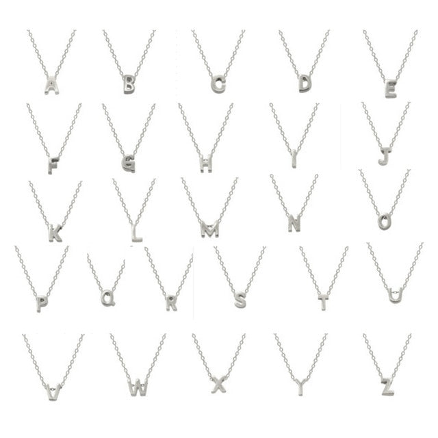 925 Sterling Silver Initial Letter Pendant Necklace For Women Girl A-Z Alphabet Fine Jewelry Christmas Gifts-Dollar Bargains Online Shopping Australia