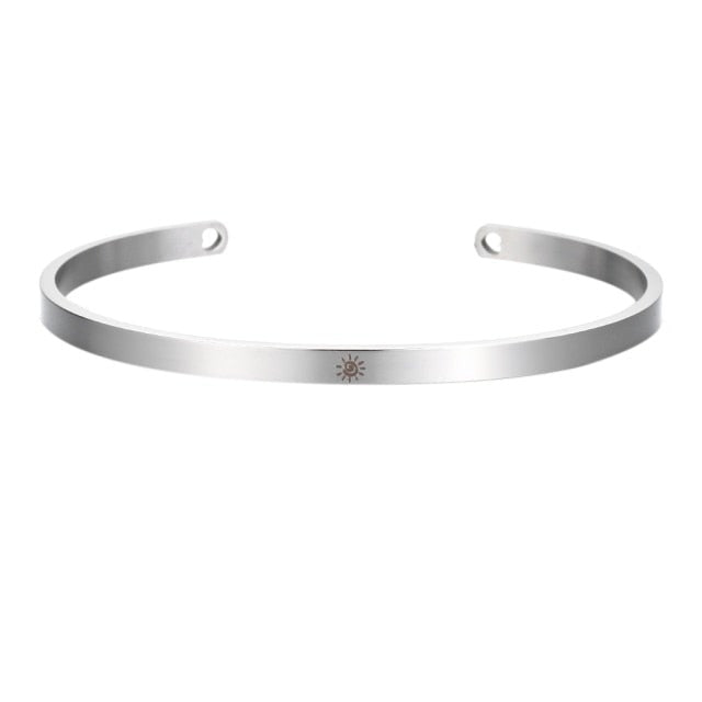 Stainless Steel Cuff Bracelet with Hollow Out Heart Custom Stamp Text Symbols Bangle Personalized-Dollar Bargains Online Shopping Australia