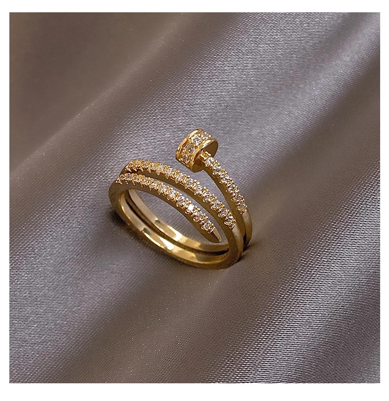 Jewelry Exquisite 14K Real Gold Plated Zircon Ring Elegant Opening Adjustable Wedding Gift-Dollar Bargains Online Shopping Australia