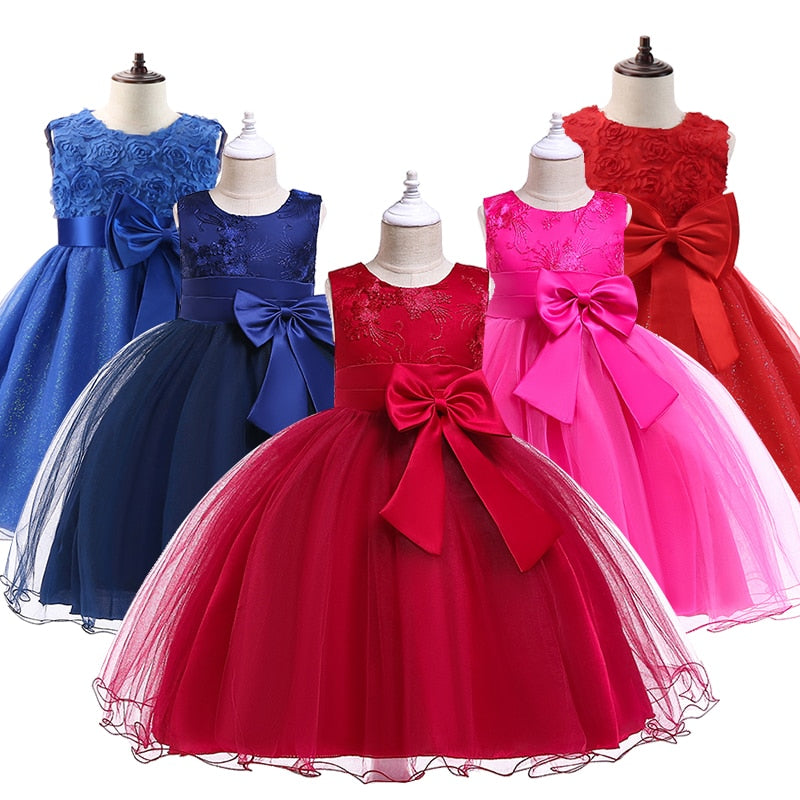 Girl Flower Princess Dress Children Summer Tutu Wedding Birthday Party