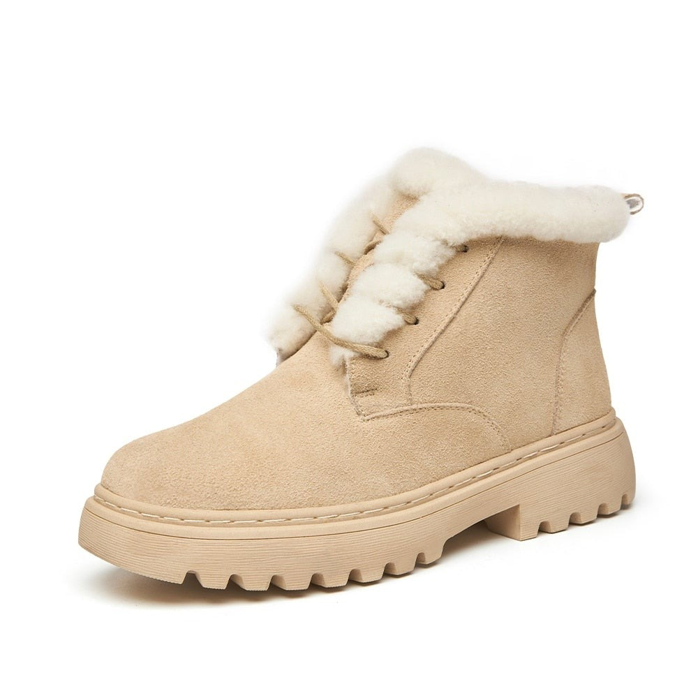Smile Circle Ankle Boots Women Cow-Suede-leather Boots natural-fur Warm Winter Boots Slip-on Casual Snow Boots Ladies-Dollar Bargains Online Shopping Australia