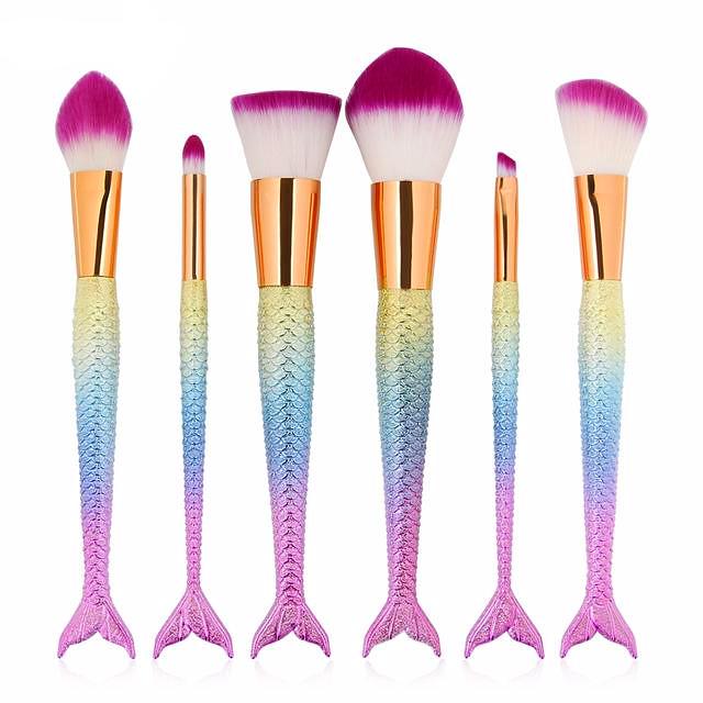 est 6/10pcs/set Mermaid Color Make Up Eyebrow Eyeliner Blush Blending Contour Foundation Cosmetic Beauty Makeup Brush Tools-Dollar Bargains Online Shopping Australia