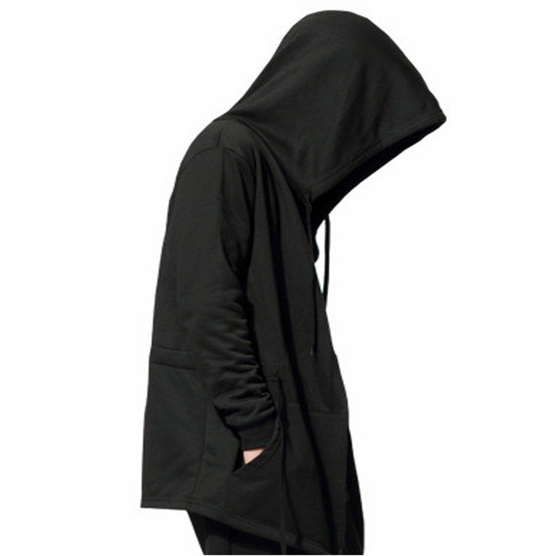 Men s Black Cloak Hooded Hoodies Male Streetwear Hip Hop Full Sleeves