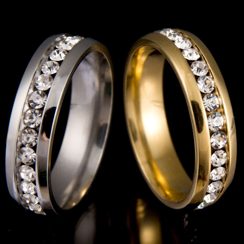 Never Fade 18k Gold Plated 316l Stainless Steel Ring Titanium Steel Engagement Wedding Ring-Dollar Bargains Online Shopping Australia