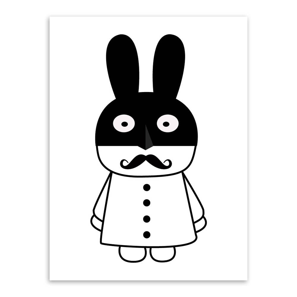 Modern Minimalist Nordic Black White Kawaii Animals A4 Large Art Prints Poster Kids Room Home Decor Wall Picture Canvas Painting Unframed-Dollar Bargains Online Shopping Australia