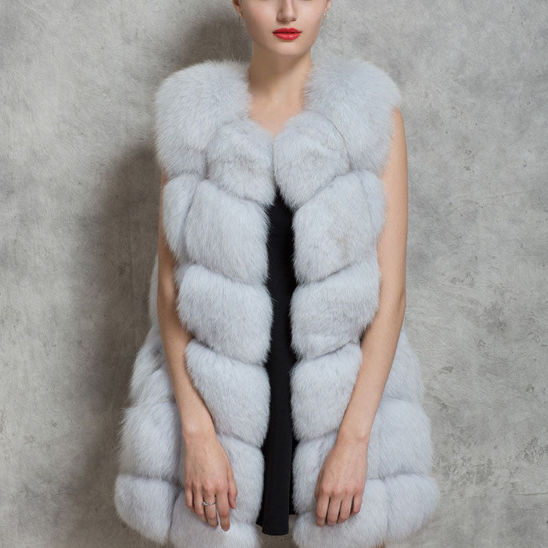 Women Winter Sleeveless Faux Fox Fur Leather Thick Coat Outerwear Vest Plus Size Padded Jacket Overcoat Parka Q1778-Dollar Bargains Online Shopping Australia