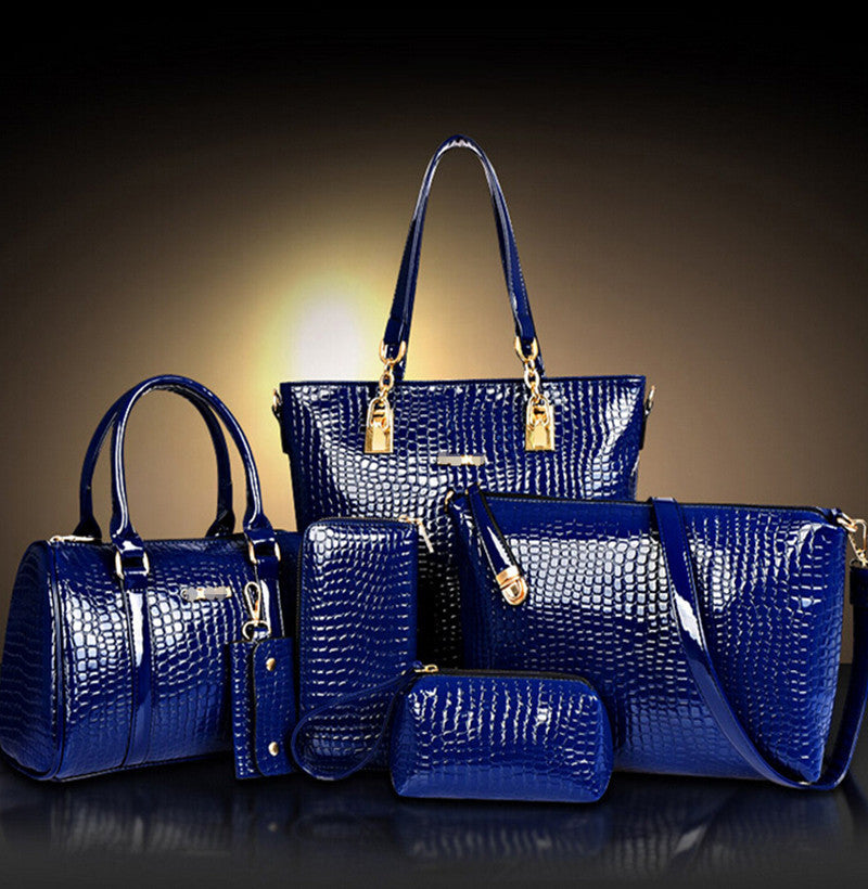 Fashion Crocodile Handbag PU Leather Bag Women Handbags Crossbody Bag Handbag+Messenger Bag+rse+Wallet 6 sets WHC008462-Dollar Bargains Online Shopping Australia