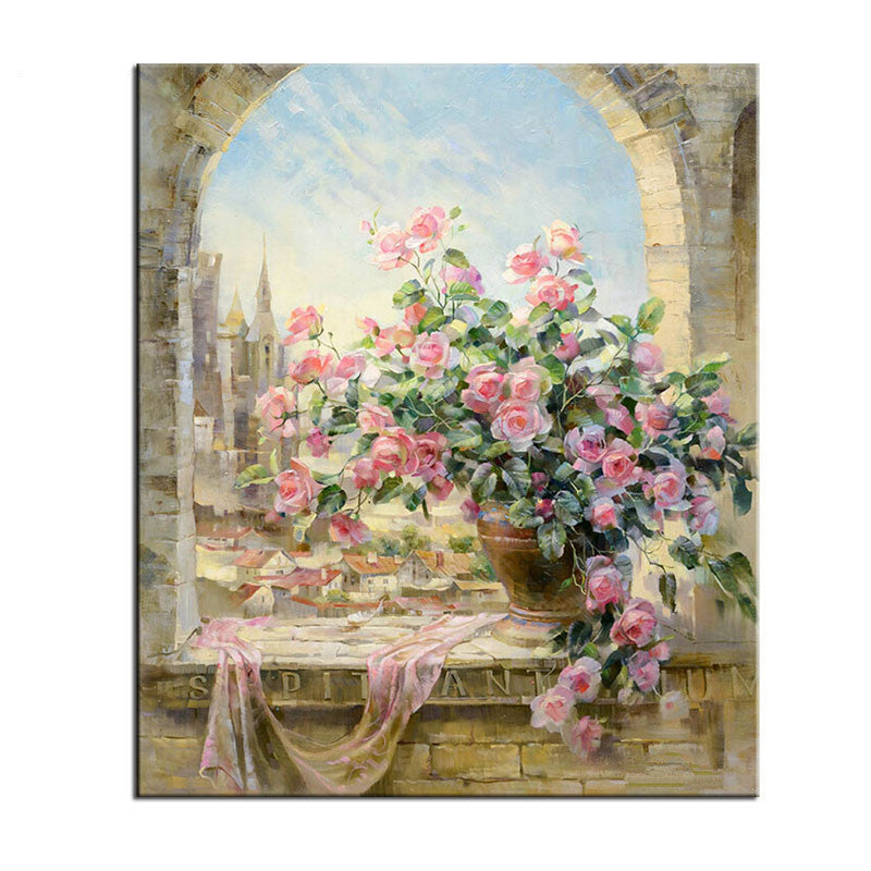 Frameless Window Flowers Scene DIY Painting By Numbers Kits paintings for living room wall Coloring Painting By Numbers-Dollar Bargains Online Shopping Australia