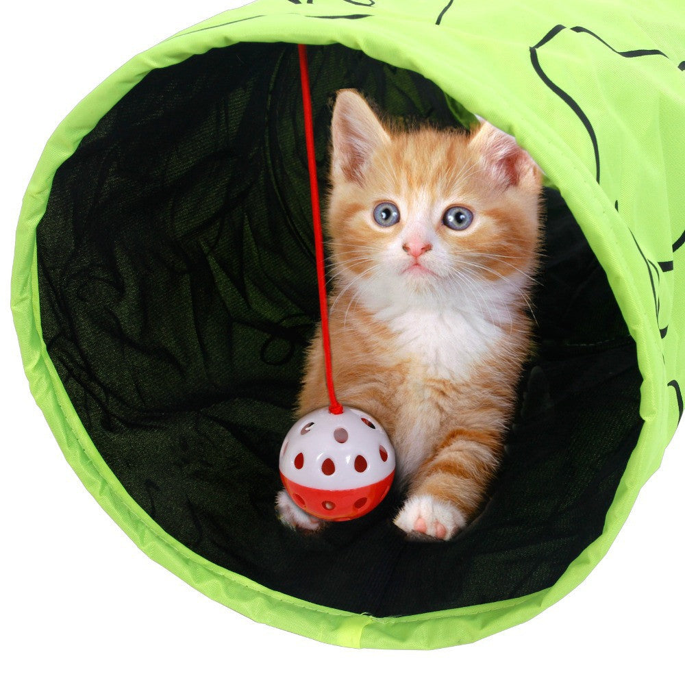 Pet Tunnel Cat Printed Green Lovely Crinkly Kitten Tunnel Toy With Ball Play Fun Toy Tunnel Rabbit Play Tunnel Bulk Cat Toys-Dollar Bargains Online Shopping Australia