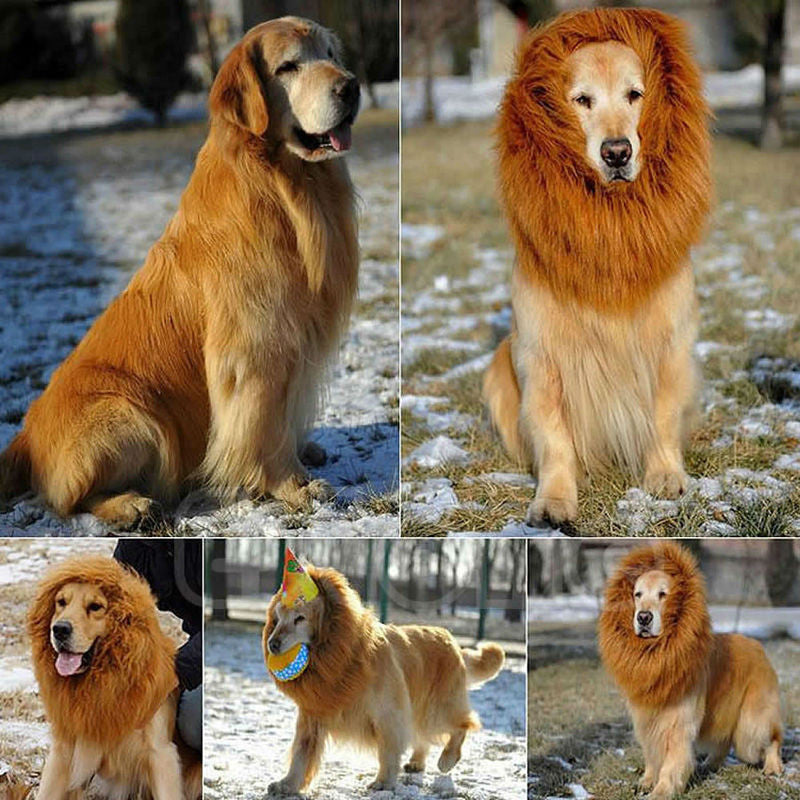 Pet Costume Dog Lion Wigs Mane Hair Festival Party Fancy Dress Hallowe
