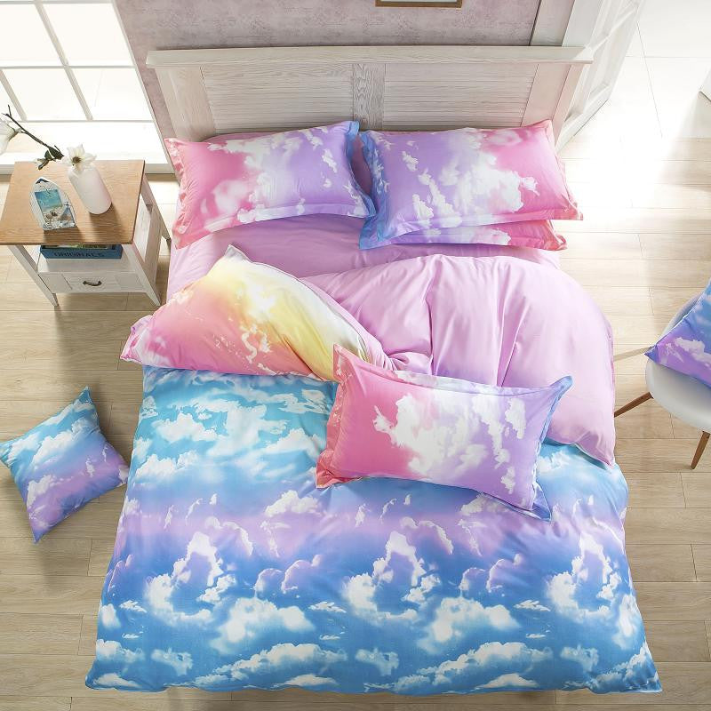 Comforter Bedding Set Reactive Printed Sky Clouds Duvet Cover Sets 100% Polyester Flat Sheets Queen/Full/Twin-Dollar Bargains Online Shopping Australia