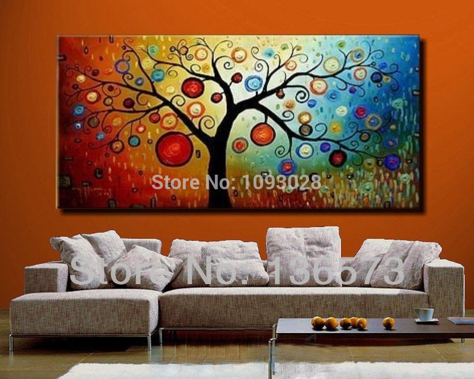 money tree oil painting Hand painted modern abstract money tree canvas wall art oil painting o