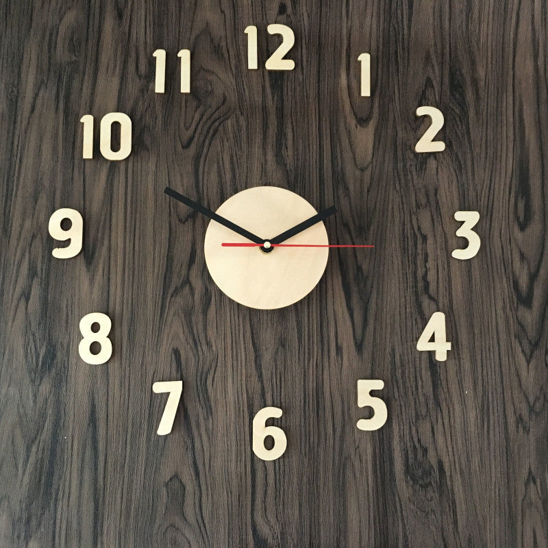 DIY Wall Clock Adhensive Wooden Surface Large Number Wall Clock Watch Sticker Home Decor-Dollar Bargains Online Shopping Australia