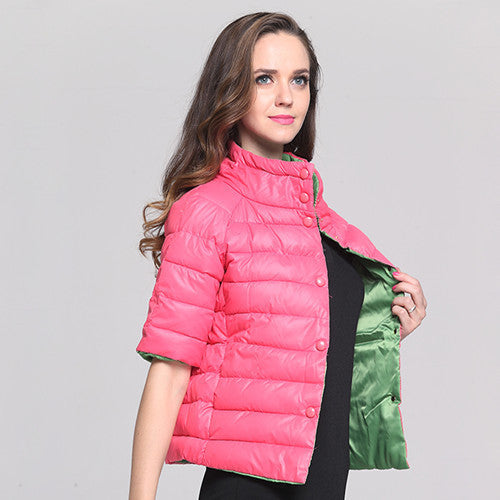 winter jacket women Fashion Half Sleeve Stand Collar Parkas &Coat for Autumn Women with Hollow Cotton Inside-Dollar Bargains Online Shopping Australia