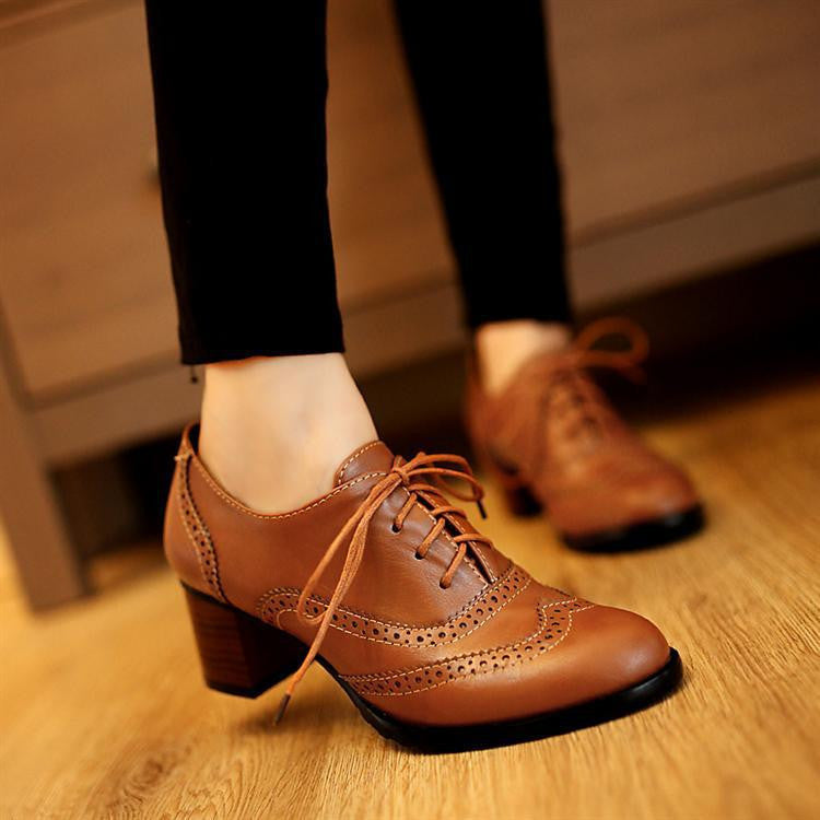Carved British Style Oxford Shoes for Women Flat Lace Up Women Oxfords Ladies Casual Spring & Autumn Flat Lolita Shoes-Dollar Bargains Online Shopping Australia