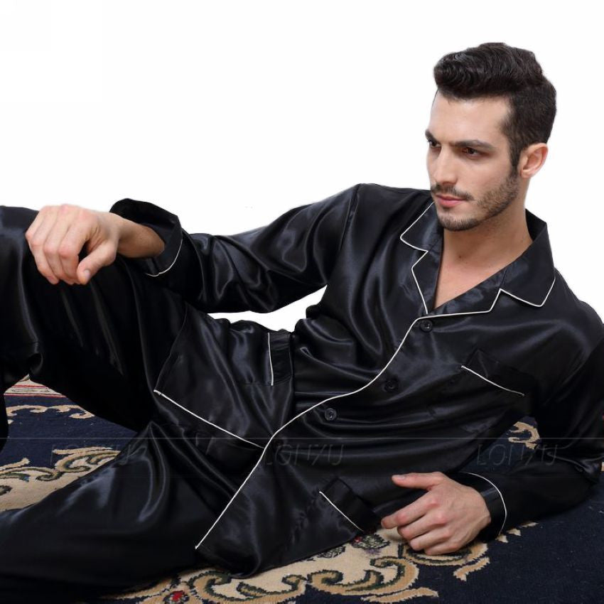 Mens Silk Satin Pajamas Pyjamas Set Sleepwear Set Loungewear-Dollar Bargains Online Shopping Australia