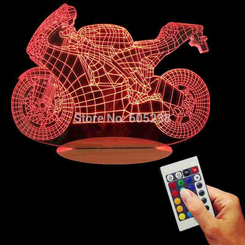 3D Design Motorcycle Shape Night Light Home Decoration Color-Changing Atmosphere Lamp With USB Charger-Dollar Bargains Online Shopping Australia