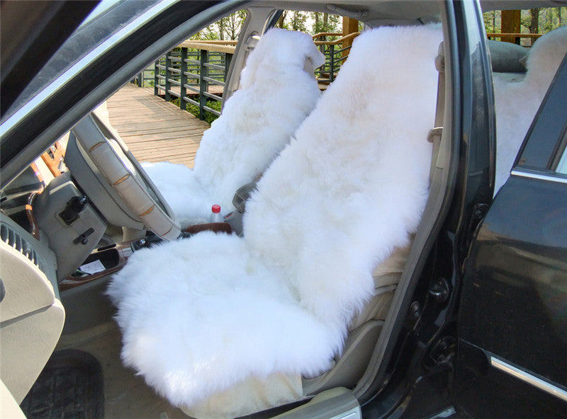 Deluxe Winter Plush Australian Sheepskin Car Seat Cover for One Front Seat Fur Auto Car Cushion Universal Car Cape-Dollar Bargains Online Shopping Australia