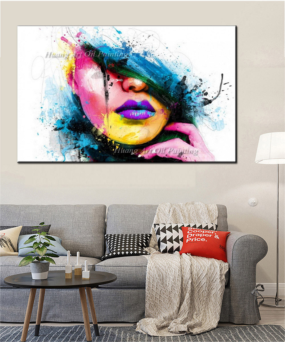 Wall Art For Large Walls Fashion Unframed Canvas Painting Sexy Women Face Picture Abstract Figures Oil Painting For Room Decor-Dollar Bargains Online Shopping Australia
